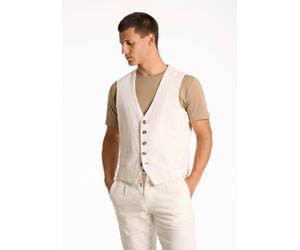 Anzugweste LINDBERGH "Anzugweste Slim Fit", Herren, Gr. S, weiß (optical weiß), Obermaterial: 55% Baumwolle, 45% Leinen. Futter: 100% Polyester, Westen Anzugweste (15901538-S) optical weiß