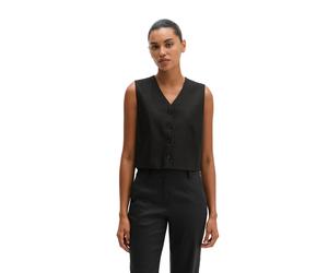 Anzugweste MARC O'POLO "aus Viskose-Leinen-Stretch", Damen, Gr. 44, schwarz, Obermaterial: 53% Leinen, 45% Viskose, 2% Elasthan. Futter: 100% Baumwolle, unifarben, regular fit, V-Ausschnitt, Westen An