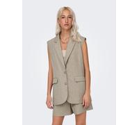 Anzugweste ONLY "ONLLINDA S/L MEL OVERSIZE WAISTCOAT TLR", Damen, Gr. 36, beige (fungi detail:melange), Web, Obermaterial: 97% Polyester, 3% Elasthan, meliert, hüftbedeckend, V-Ausschnitt, Westen Anzu