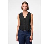 Anzugweste PIECES "PCBOSELLA GLITTER VEST NOOS", Damen, Gr. XS, schwarz (schwarz detail:silber lurex), Web, Obermaterial: 71% Polyester, 25% Viskose, 3% metallisierte Fasern, 1% Elasthan, glänzend, re