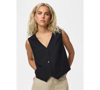 Anzugweste PIECES "PCBOSELLA VEST NOOS BC", Damen, Gr. XXL, schwarz, Web, Obermaterial: 79% Polyester, 16% Viskose, 5% Elasthan, unifarben, taillenlang, V-Ausschnitt, Westen Anzugweste, Materialmix (8