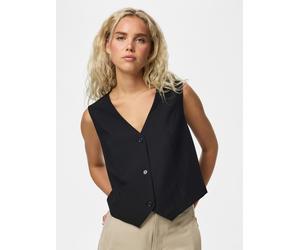 Anzugweste PIECES "PCBOSELLA VEST NOOS BC", Damen, Gr. XXL, schwarz, Web, Obermaterial: 79% Polyester, 16% Viskose, 5% Elasthan, unifarben, taillenlang, V-Ausschnitt, Westen Anzugweste, Materialmix (8