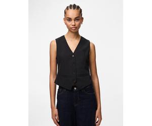 Anzugweste PIECES "PCBOZZY VEST NOOS EXP BC", Damen, Gr. M, schwarz, Web, Obermaterial: 88% Polyester, 12% Elasthan, unifarben, V-Ausschnitt, Westen Anzugweste (15752112-M) schwarz