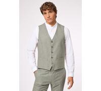 Anzugweste ROY ROBSON "Slim Fit", Herren, Gr. 48, grün, 43% Baumwolle, 26% Wolle, 18% Viskose, 11% Leinen, 2% Elasthan, gestreift, Westen (28961269-48) grün