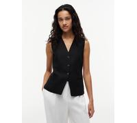 Anzugweste TOMMY HILFIGER "SUMMER LYOCELL LONG WAISTCOAT", Damen, Gr. 36, schwarz, Web, Obermaterial: 80% Lyocell, 20% Leinen, unifarben, regular fit taillenbedeckt, V-Ausschnitt, Westen Anzugweste, M