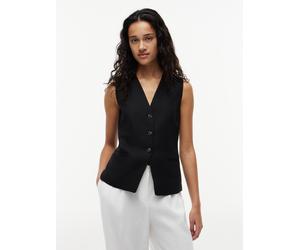 Anzugweste TOMMY HILFIGER "SUMMER LYOCELL LONG WAISTCOAT", Damen, Gr. 40, schwarz, Web, Obermaterial: 80% Lyocell, 20% Leinen. Futter: 100% Viskose, unifarben, regular fit taillenbedeckt, V-Ausschnitt