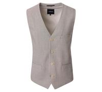 Anzugweste VENTI "VENTI Anzugweste uni", Herren, Gr. 52, beige (670 braun), 67% Polyester, 31% Viskose, 2% Elasthan, Westen Anzugweste (92151911-52) 670 braun