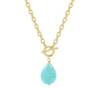Aobei Pearl 18K Gold 3D Puffy Micro-gepflasterte Cubic Zirkonia Anhänger Halskette für Frauen mit OT Toggle Front Verschluss