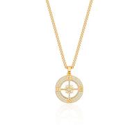 Aobei Pearl 18K Gold Cubain Kette Bussola Pendente Kragen mit Mikro-eingebetteten Cubico Zirkonia Halo Damen Handgemacht Navigazione Viaggio Gioielli per la laurea Geschenk