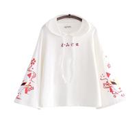 Aobiono Damen Fox Kawaii Hoodie Anime Cute Aesthetic Japanese Kitsune Harajuku Hooded Sweatshirt Cartoon Long Sleeve Top, Weiss/opulenter Garten, Einheitsgröße