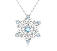 AOBOCO 925 Sterling Silber Schneeflocke Kette mit Fleur de Lis Design Weihnachten Halskette Schmuck Geschenke für Frauen