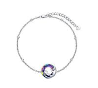 AOBOCO Katze Armband 925 Sterling Silber Katzen Schmuck mit Kreis Kristall Katzen Geschenke für Frauen Katzenliebhaber