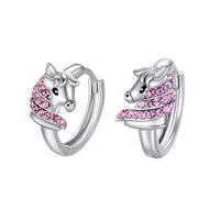 AOBOCO Pferde Ohrringe Kinder Sterling Silber 925 Creolen, Geburtstagsgeschenk für Mädchen Frauen