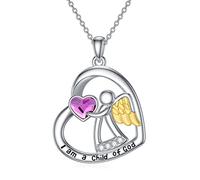 AOBOCO Schutzengel Kette Sterling Silber 925 Engel Anhänger Halskette, Taufe Kommunion Geburtstagsgeschenke für Mädchen Kinder