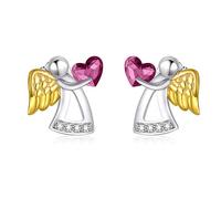 AOBOCO Schutzengel Ohrringe Mädchen Kinder 925 Sterling Silber Engel Ohrstecker, Taufgeschenke Kommunion Geschenke für Mädchen (Lila)