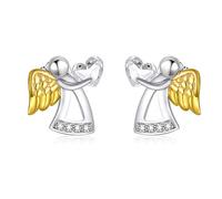 AOBOCO Schutzengel Ohrringe Mädchen Kinder 925 Sterling Silber Engel Ohrstecker, Taufgeschenke Kommunion Geschenke für Mädchen (Weiß)