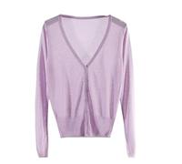 AOFCESQY Bolero Damen Damen Kurzer Cardigan Lässig Elegant Oberbekleidung Knopf V Ausschnitt Pullover Leicht Einfarbig Pullover für Frühling Sommer Herbst Mantel Jacke Bolero Lila 3XL