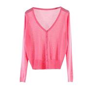 AOFCESQY Bolero Damen Kurze Strickjacke für Damen, Lässig, Elegant, Oberbekleidung, mit Knopfleiste, V Ausschnitt, Leicht, Einfarbig, für Frühling, Sommer, Herbst, Mantel, Jacke, Bolero, Ro