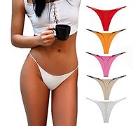 Aogda Tanga für Frauen Baumwolle Unterwäsche Low Rise Höschen Damen G-String Tanga, C-5er-Pack, Large