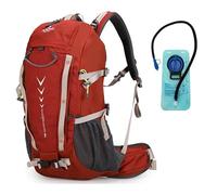 Aoking,Rucksack zum Wandern/Klettern,40L,YJN79807+Wasserblase 2 Liter,Standardelemente:abnehmbares Airflow-Mesh-Board,wasserdicht,SOS-Pfeife,Regenschutz