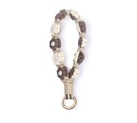 AOKSUNOVA Schlüsselanhänger Mädchen Blume Schlüsselband Makramee Geflochten Damen Kurz Blumen Beige + Weiß + Dunkelbraun