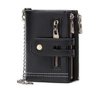 aolaso Herren-Geldbörse mit Kette, PU-Kunstleder, Doppelreißverschluss, Münzfach, doppelter Diebstahlschutz