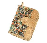 aolaso Kleine Geldbörsen aus Kork für Damen, Leder-Geldbörse mit RFID-Schutz für Damen, zweifach gefaltete Geldbörse mit Reißverschluss und Kartenfächern, Ausweisfach