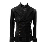 Aoleaky Herren Zweireihige Gothic Steampunk Weste Stehkragen viktorianische Schwarze Weste Männer Bühne Cosplay Prom Kostüm Black XS