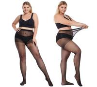 Aomig Damen Strumpfhose, 15 DEN 2 Pcs Strumpfhosen Ultra Leicht Reißfest Transparent, XL Schwarz Shaping-Strumpfhose Verstärkten Zehen Breiter Komfortbund Frauen