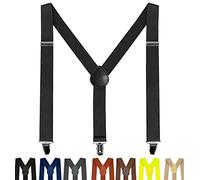 AONAT Hosenträger für Herren,Hosenträger Herren Extra Stark,Herren 3,5 cm breiter Hosenträger in Y-Form, mit sehr Starken 3 Metall Clip für Männer und Damen,Hosenträger Leder Schwarz