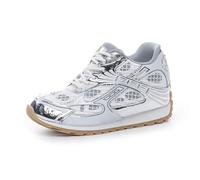 AONEGOLD Damen Sneaker mit Keilabsatz Bequeme Turnschuhe mit Wedges aus Leder Modische Plateausohle 7CM Erhöhung Schuhe für Frauen Freizeitschuhe（Weiß,34 EU）