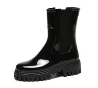 AONETIGER Gummistiefel Damen Regenschuhe Wasserdicht Halbhoch Segelstiefel rutschfest Regenstiefel Bequem Chelsea Boots Mode Gartenschuhe (135 Schwarz,41EU)