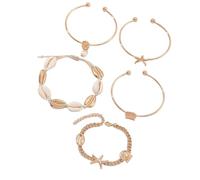 AOOOWER Hot Day Jewelry Armreif mit Seesternen, Muscheln, verstellbar, stapelbar, für Strand, Alltag, Versammlungen, Legierung, Muschel, Strandschmuck