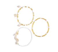 AOOOWER Mehrlagiges Strand-Fußkettchen, stapelbarer Fußschmuck mit Seestern-Muschel-Legierungsperlen und Kunstperlen, Fußkettchen, mehrlagig, verstellbare Fußkette, Einheitsgröße, Wie beschrieben