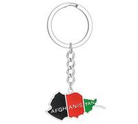 AOOOWER Schlüsselanhänger mit Afghanistan-Karte, für Damen und Herren, Stahl, goldfarben, silberfarben, afghanische Karten, Flagge, Schlüsselanhänger, Tasche, Auto, 4*2.1cm, Titanstahl, Kein Edelstein