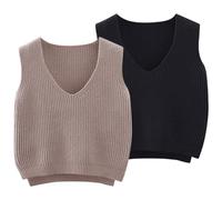 AOOPOO 2 Stück Baby Jungen Mädchen Pullunder Gestrickte Weste Baumwolle V-Ausschnitt Strickweste Kinder Ärmellos Strickpullover Oberteile Weste Top Strickwaren für Frühling Herbst 9 Monate-5 Jahre
