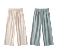 AOOPOO 2er Pack Sommerhose Mädchen Hosen Weites Bein Gr. 92/98/104/116/122/134/146/158 Baby Kinder Culotte Eisseide Sommer Leichte Atmungsaktiv Lange Hosen Dünn Jogginghose Lässige Hose Lose Hosen