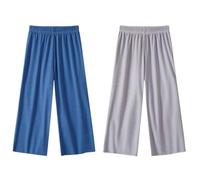 AOOPOO 2er Pack Sommerhose Mädchen Hosen Weites Bein Gr. 92/98/104/116/122/134/146/158 Baby Kinder Culotte Eisseide Sommer Leichte Atmungsaktiv Lange Hosen Dünn Jogginghose Lässige Hose Lose Hosen