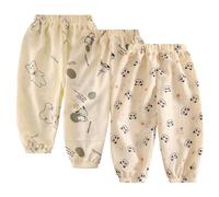 AOOPOO 3er Pack Kinder Baby Mädchen Jungen Leichte Lange Hose Bloomers mit Niedlichen Cartoon-Mustern Dünn Pumphose Haremshose Jogginghose Lässige Hose Kleinkind Sommerhose für 1-9 Jahre