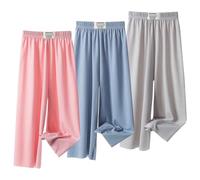 AOOPOO 3er Pack Sommerhose Mädchen Hosen Weites Bein Gr. 86/92/104/110/122/134/140/152 Baby Kinder Culotte Eisseide Sommer Leichte Atmungsaktiv Lange Hosen Dünn Jogginghose Lässige Hose Lose Hosen