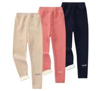 AOOPOO 3er-Pack Thermoleggins Mädchen Gefütterte Thermo Leggings Kleinkinder Winter Baumwolle Warm Hosen mit Fleecefutter für Baby und Kinder 1-8 Jahre Dick Warm Lange Winterleggings