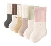 AOOPOO 6 Paar Thermo Socken Baby Mädchen Jungen Baumwolle Wintersocken Dicke Warme Frottee Gefüttert Babysocken Winter Thermosocken für Neugeborene Kleinkinder Junge Mädchen 0-3 Jahre
