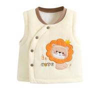 AOOPOO Baby Jungen Mädchen Steppweste Ärmellose Dicke Weste Strickjacke Kleinkind Gepolsterte Weste mit Druckknopf und Cartoon Muster für Herbst Winter Warme Kinder Ärmellose Jacke Outdoorweste