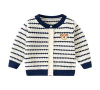 AOOPOO Baby Kleinkind Mädchen Jungen Strickjacke Pullover Niedlich Cartoon Bär Langarm Baumwolle Gestreifte Strickpullover Cardigan für Kinder Herbst Winter Warme Kleidung 6 Monate-5 Jahre