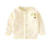 AOOPOO Baby Mädchen Cardigan Rundhals Langarm Baumwoll Strickjacken Pullover mit Knöpfen und Süße Schleife Kinder Mode Leichter Strickpullover Top Kleinkind Warme Strickwaren Frühling Herbst Kleidung