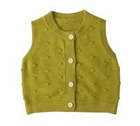AOOPOO Baby Mädchen Jungen Ärmellose Weste Strickjacke Kinder Weich Baumwolle Ärmellose Gestrickte Pullunder Strickweste mit Knopfleiste Frühling Herbst für Baby Kleinkind Kinder 6 Monate-7 Jahre