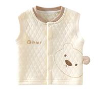 AOOPOO Baby Mädchen Jungen Baumwolle Westen Warme Jacke Kleinkind Ärmellose Dicke Weste Strickjacke Top mit Druckknopf für Frühling Herbst Winter Outdoorweste mit Cartoon Bär Muster 3 Monate-3 Jahre