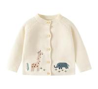 AOOPOO Baby Mädchen Jungen Strickjacke Süße Cartoon Tier Baumwolle Strickpullover Mantel mit Knöpfen Kinder Langarm Pullover Cardigan Herbst Winter Warme Kleidung 6 Monate-5 Jahre
