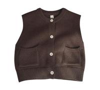 AOOPOO Baby Mädchen Jungen Strickweste Kinder Rundhals Ärmellose Pullover Strickjacken mit Knopf Kleinkind Weich Ärmellose Pullunder Gestrickte Weste Top Herbst Winter für Baby Kinder 6 Monate-7 Jahre