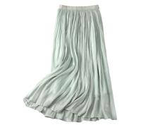 AOOPOO Damen Rock Sommer Hohe Taille A-Linie Midi Lang Röck Elegant Faltenrock Sommerrock Leicht und Luftig Einfarbig Casual Skirt für Frauen